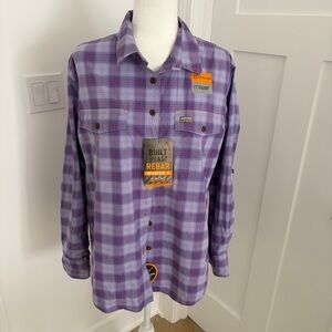 Ariat Rebar Durastretch Work Utility Shirt Lavender Plaid Women’s Sz L NWT*Y18